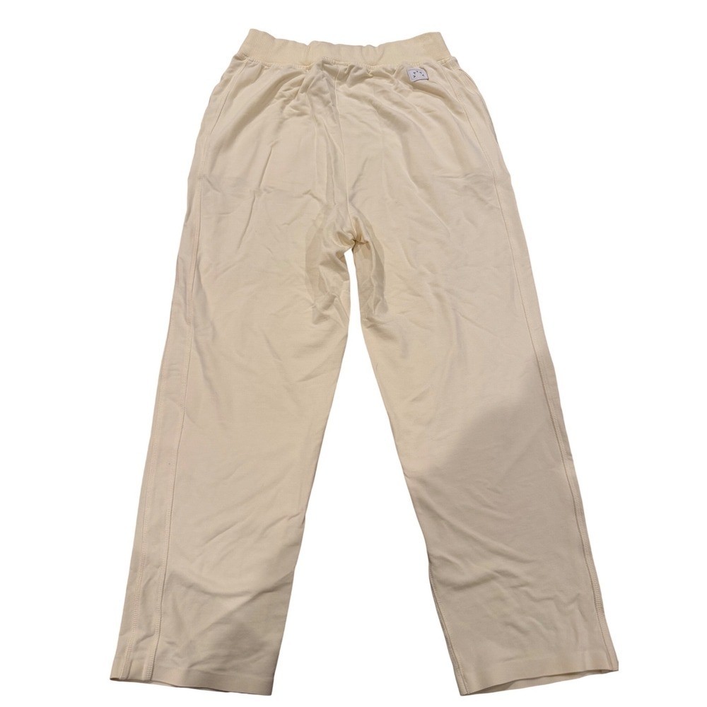Varley Cream Modal Blend Drawstring Ribbed Waist Straight Leg Lounge Pants S