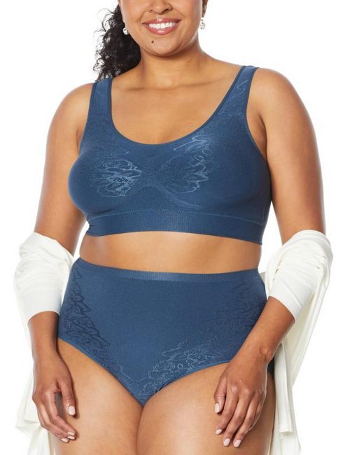 Rhonda Shear Light Gray Jacquard Ahh Bra Removable Pads New
