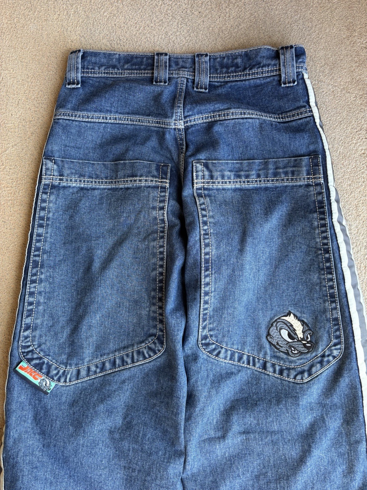 Vintage JNCO Skunk 180 Jeans 28×30 Wide Leg Baggy Y2K Striped Denim Rare