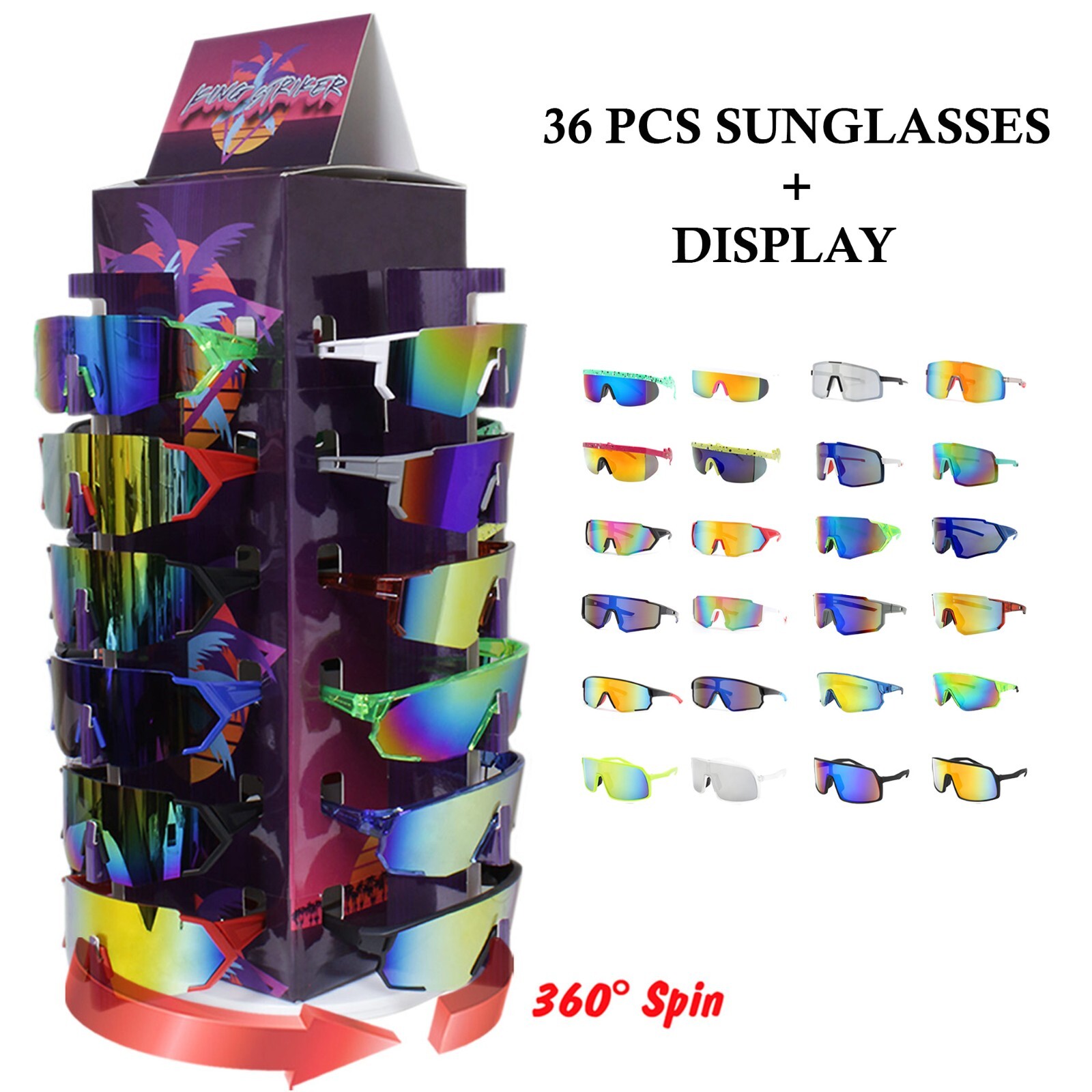 Mens Sunglasses Shield with Display New Styles 36 PCS per Display Exactly as Pic
