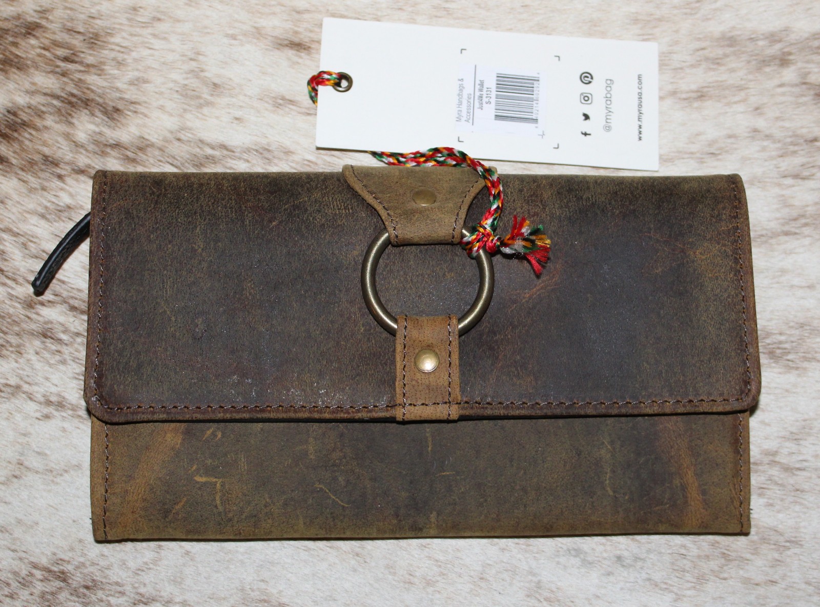 Myra Bag #3131 “Just4Me” Distressed Leather 7.5″x4″ Wallet~Card Slots~Pockets