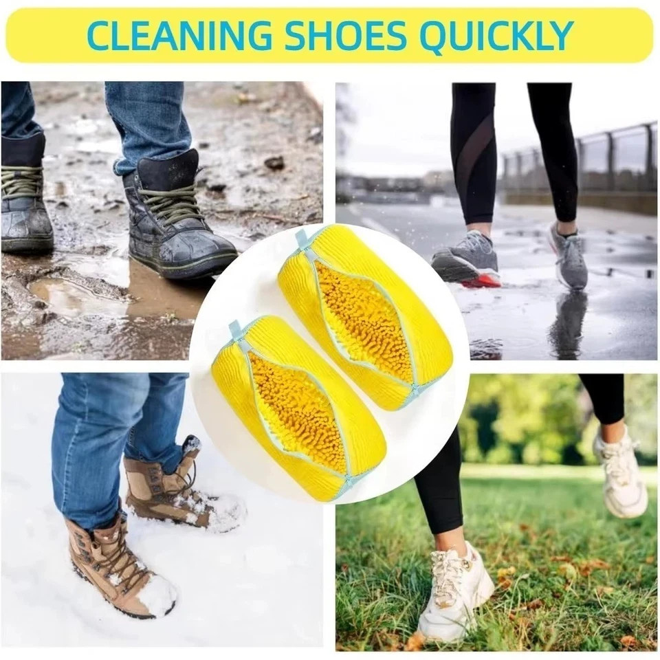 Durable Shoe Washing Machine Bag for All Shoe Types-Yellow with Blue Zipper,Idea