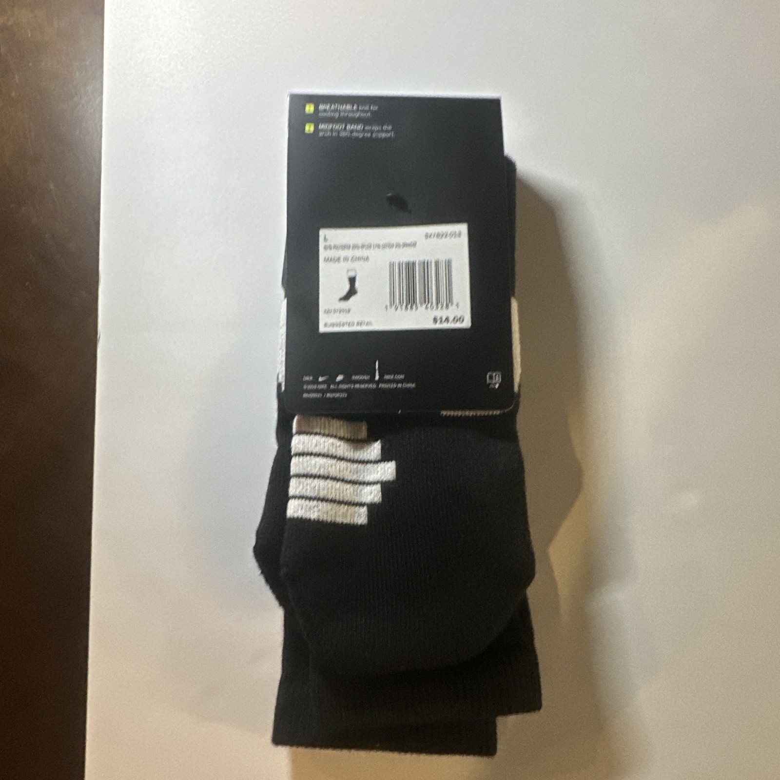 Nike Elite Cushioned Crew Basketball Socks Black/White Striped Men’s L 1 Pair