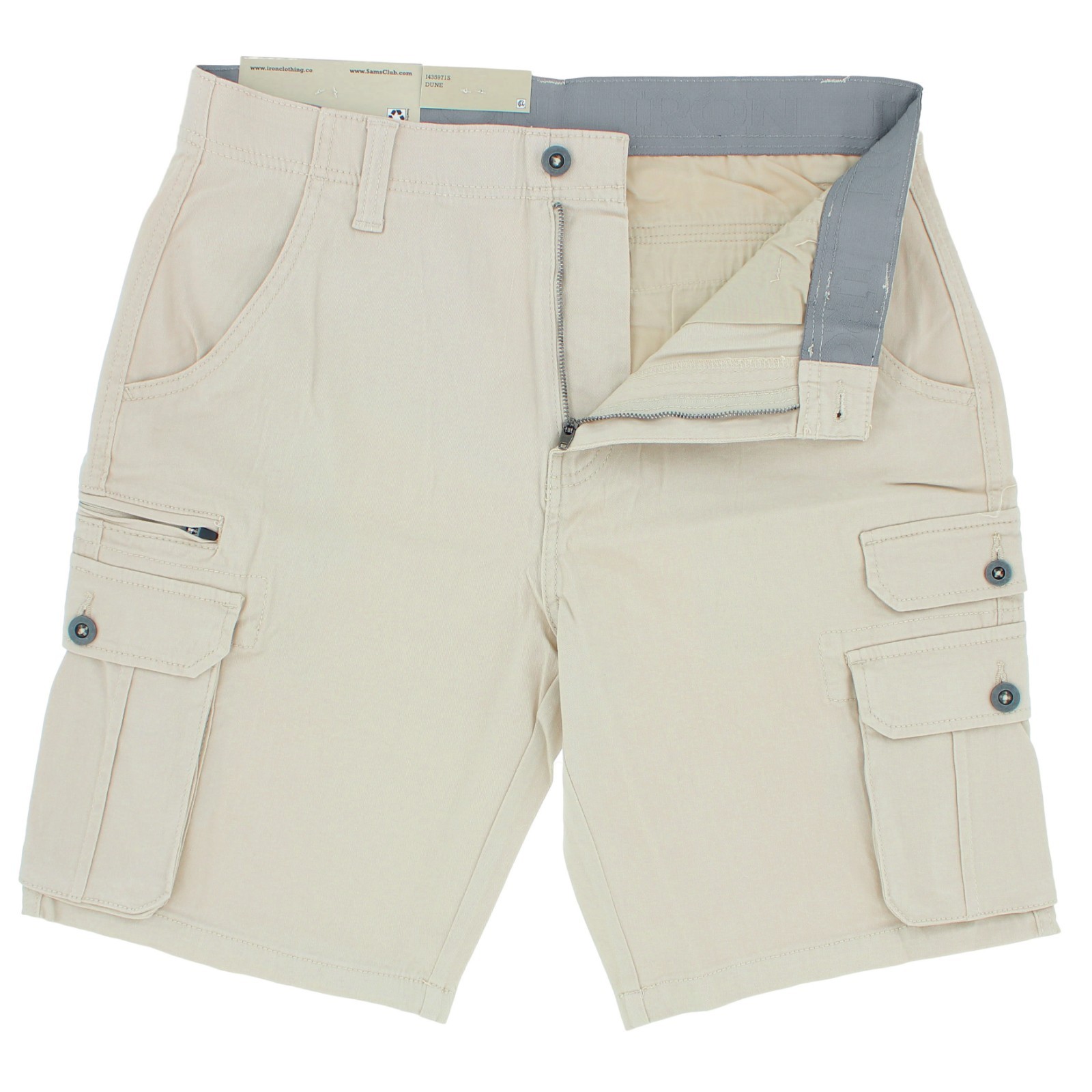 Iron Co Stretch Twill Cargo Shorts, Stack Pockets with Zipper, 10.5 in Inseam