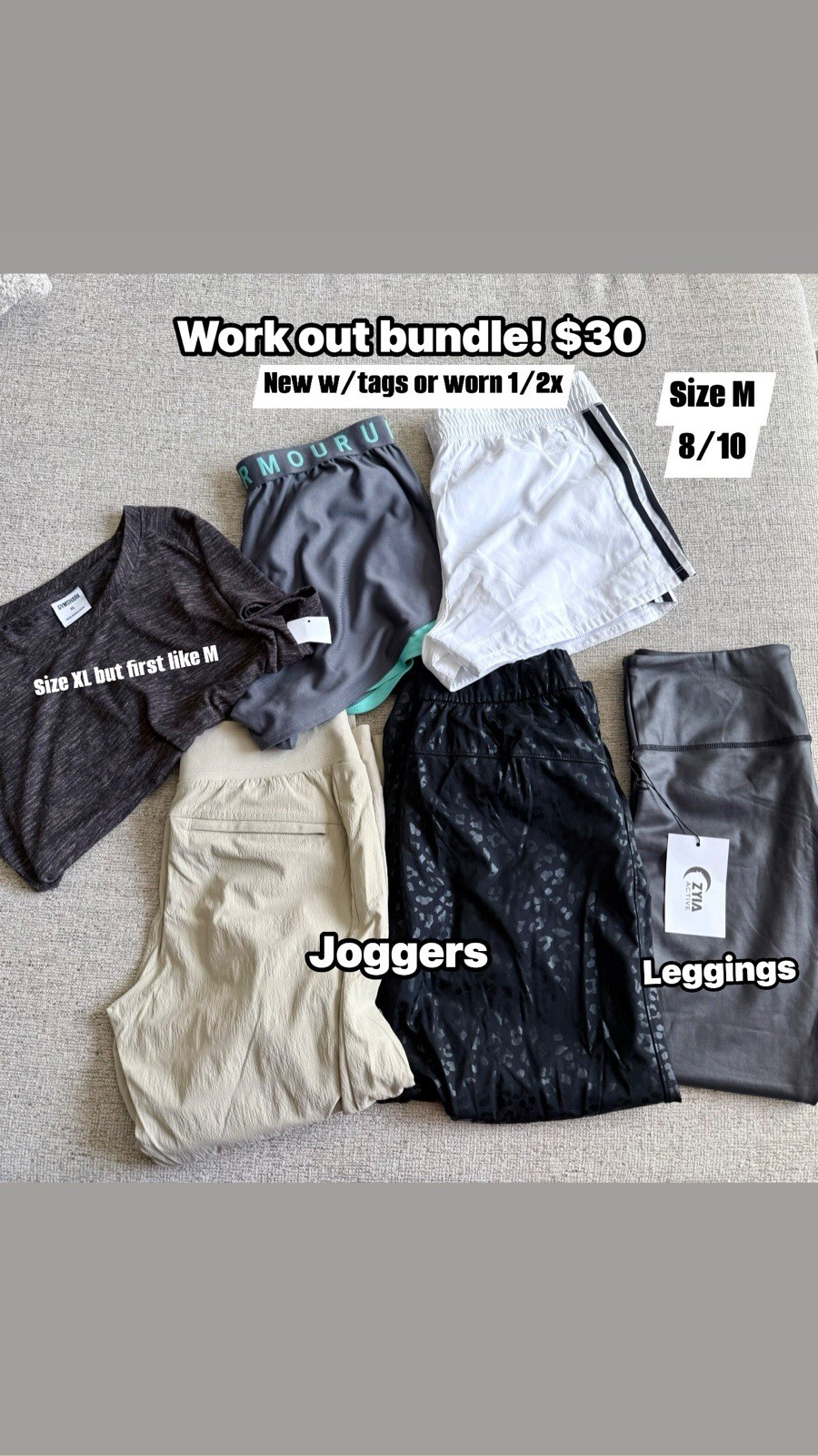 Workout Bundle Joggers Leggings Shorts Top M/8/10