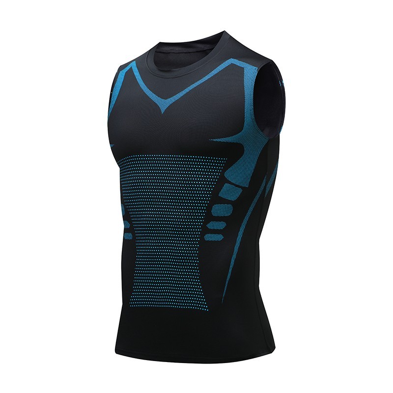 Men Compression Shirt Version Ionic Shaping Sleeveless Vest Sport Tank Top S-2XL
