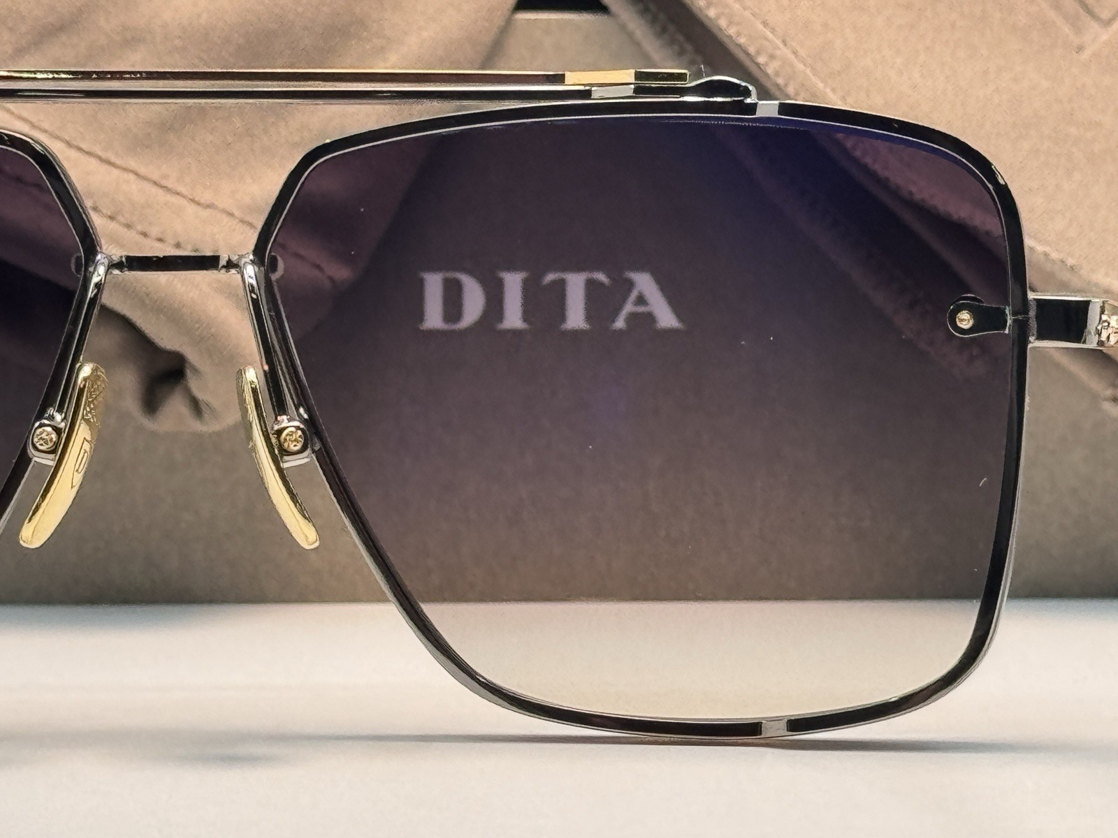 Dita Mach Six DTS121-62 Titanium Gold Frame with Grey Gradient Lens Sunglasses