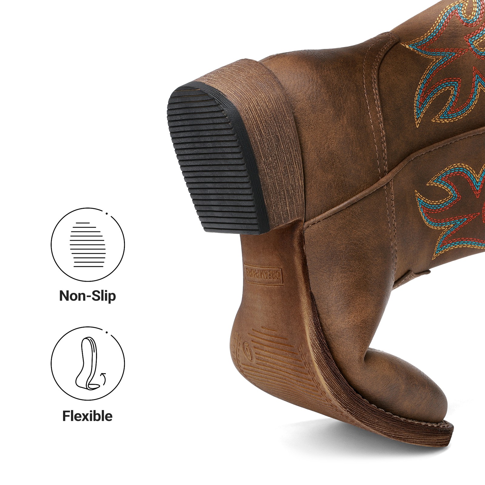 Cowboy Cowgirl Boots for Women Wide Square Toe Western Mid Calf Boots