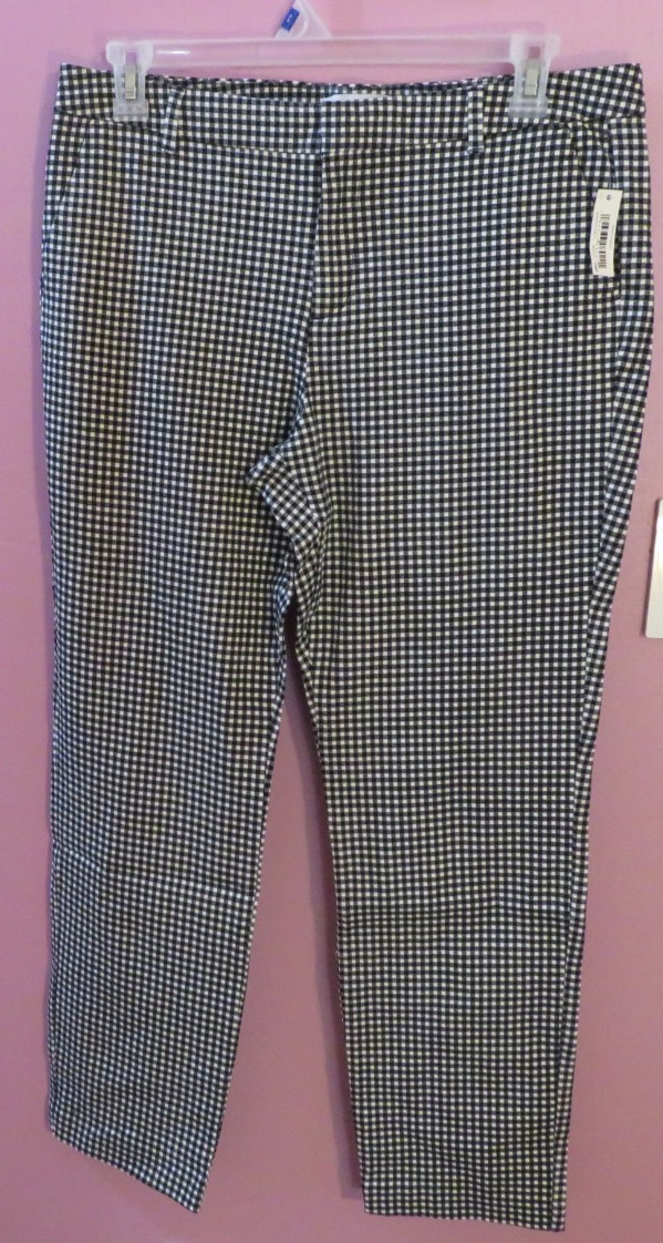 NWT Amazon Essentials Womens white gingham pantsblack white checkered size 12