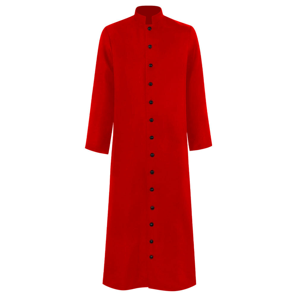 Roman Mens Cassock Orthodox Clergy Robe Single Breasted Priest Vestments Retro