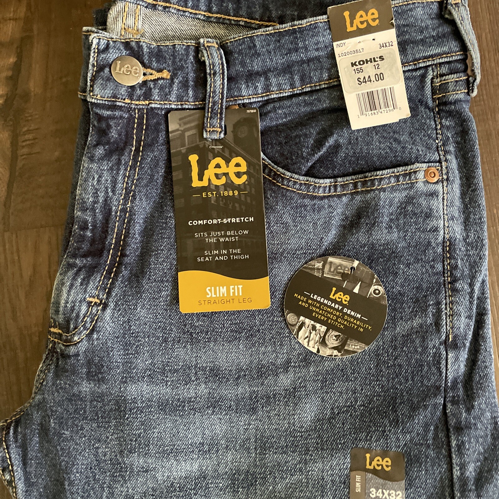 New Lee Men’s Legendary SLIM STRAIGHT jeans IN INDY color#102003517 in many size