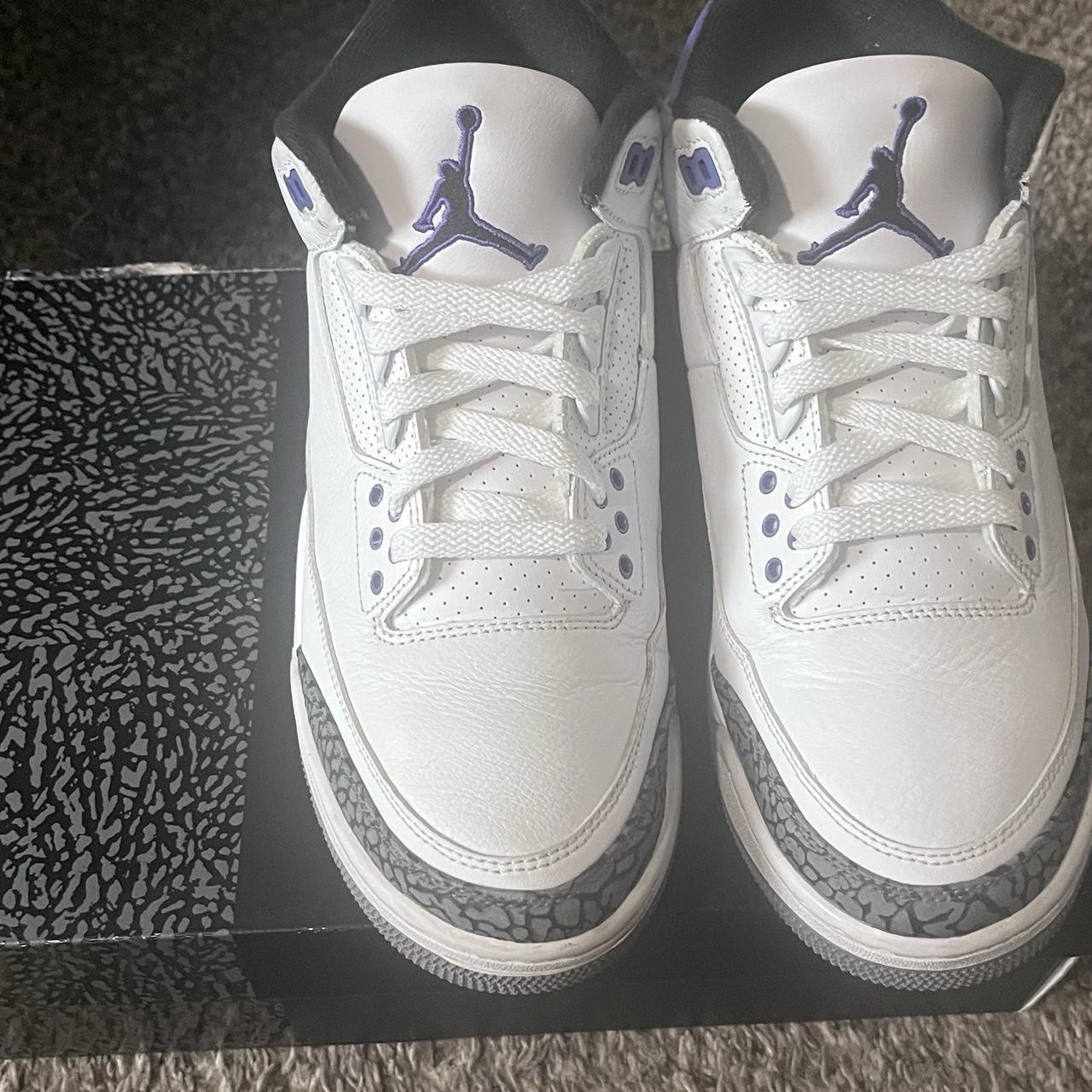 Jordan Air Jordan 3 Mid Top Leather Lace Up Sneakers Elephant Print White