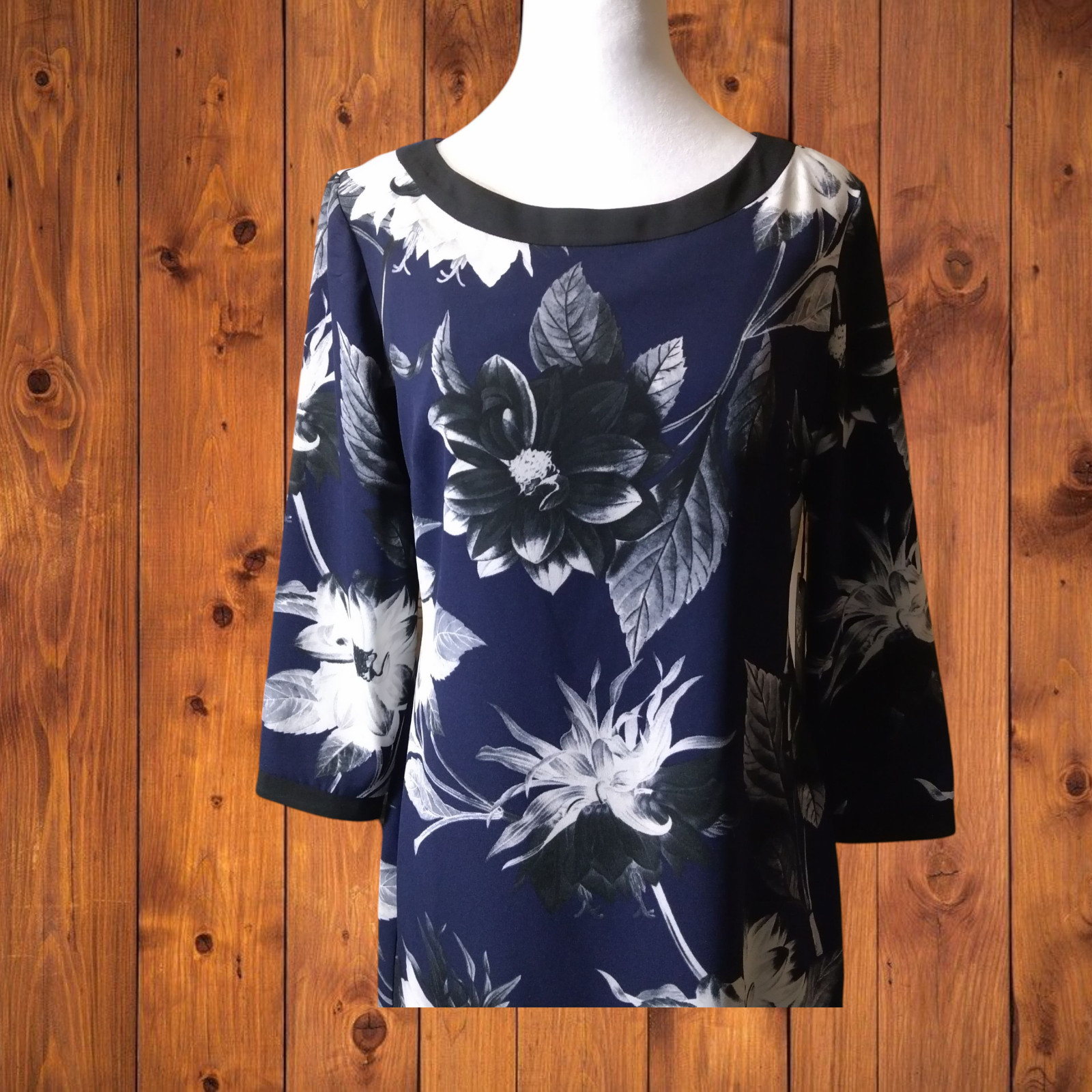 Vince Camuto Women’s Size 6 Floral 3/4 Sleeve Fully Lined Zip Back Dress NEW