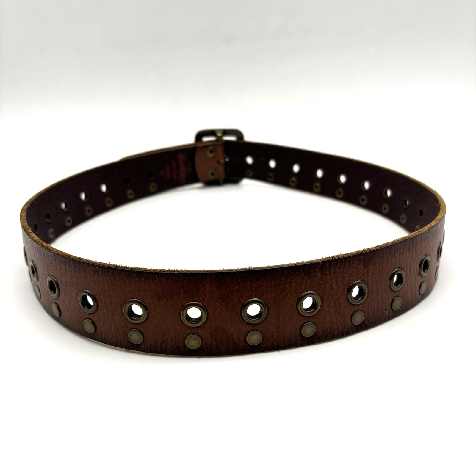 Vintage Y2K Levi’s 1582 Brown Antiqued Leather Studded Grommet Western Belt 34
