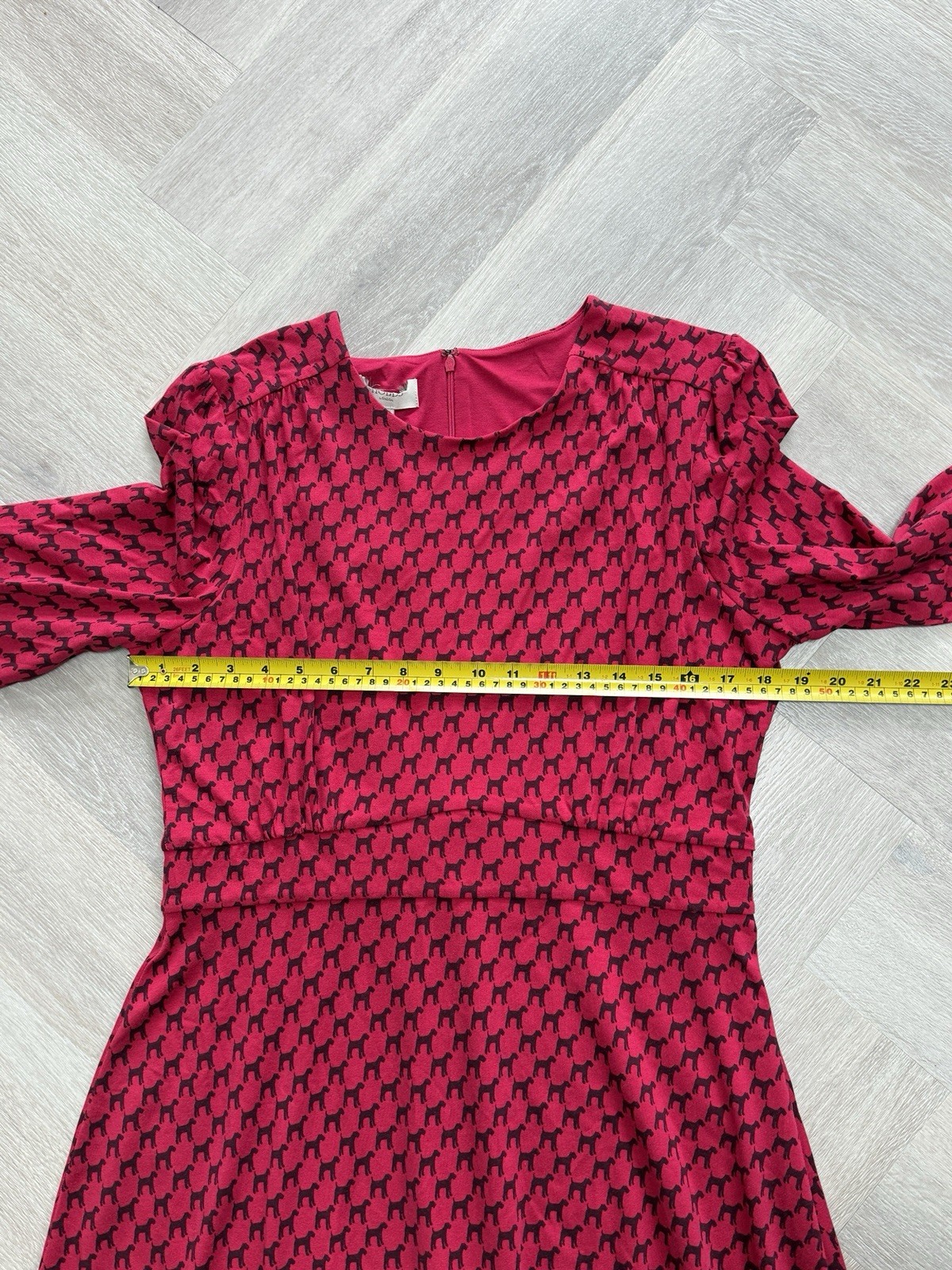 Hobbs Indi Jersey Dress in Berry Red/Black Dog Print UK14 RRP£89 NEW