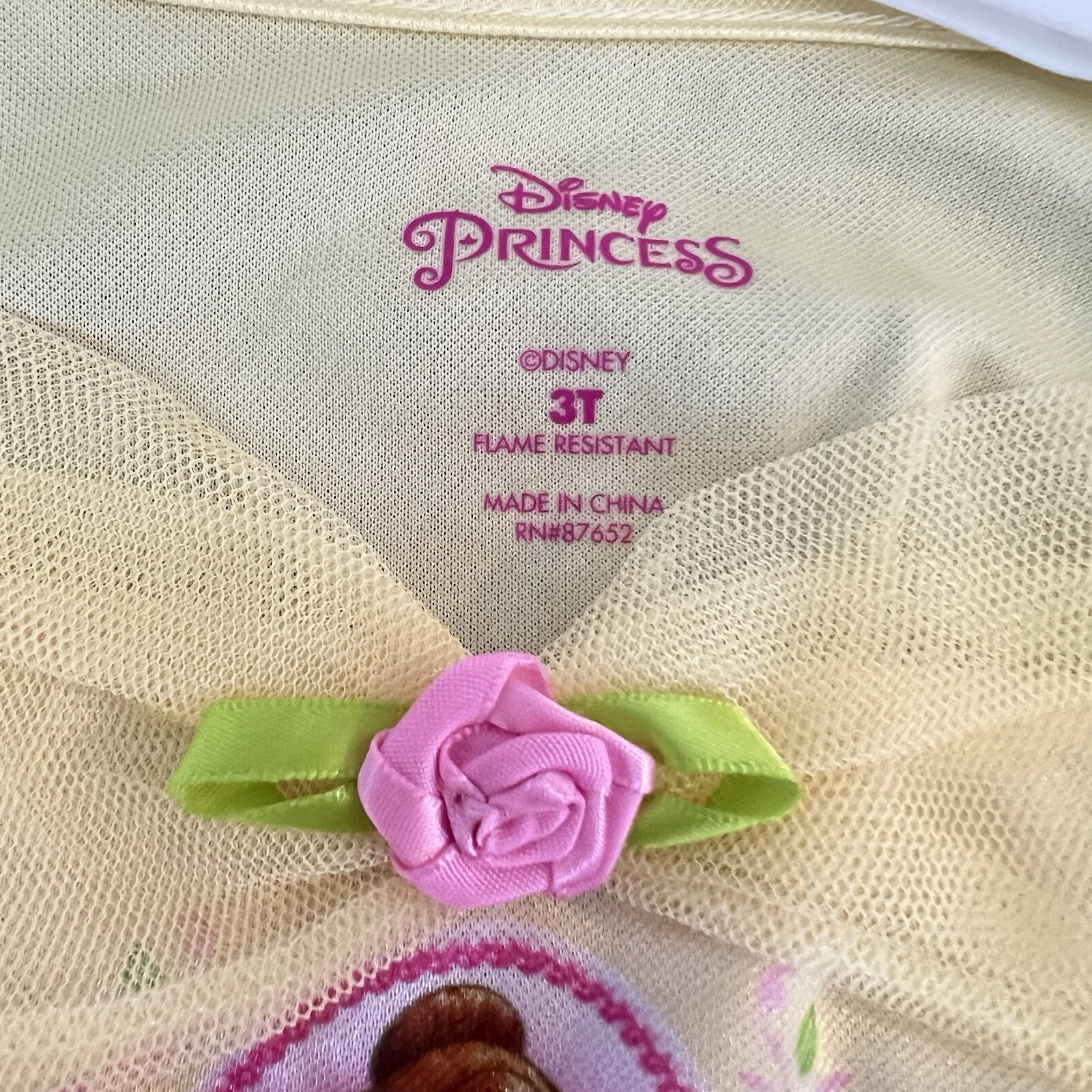 Disney Princess Belle Fancy Nightgown Pink Roses Halloween Costume Size 3T NEW