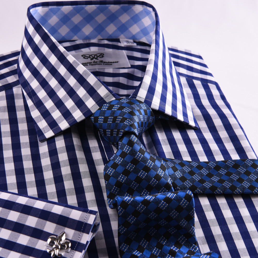 Best Classic Check Business Dress Shirt Men’s Classic Formal French Cuff Style