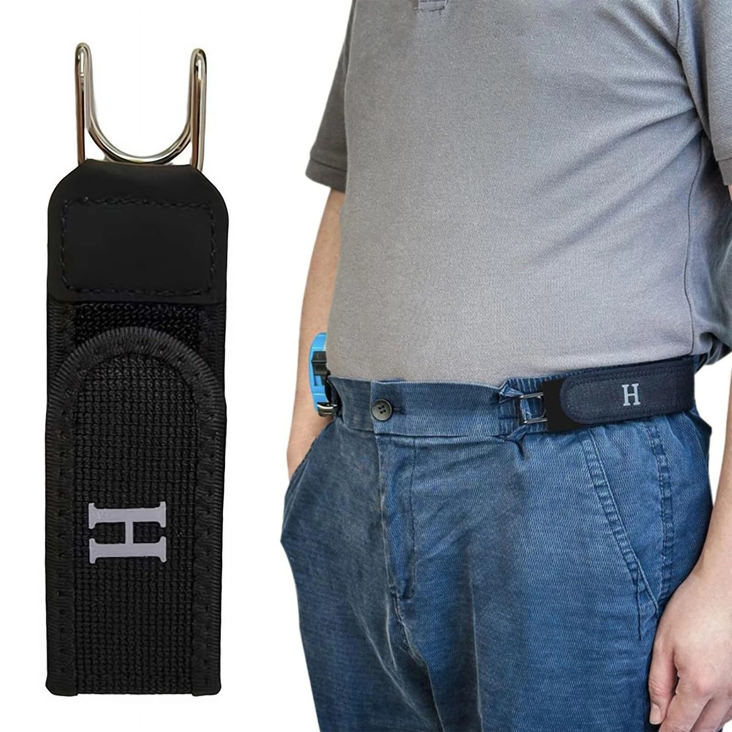 Elastic Belt Hook Waist Metal Invisible Tactical Buckle-Less Closure 1/2PCS
