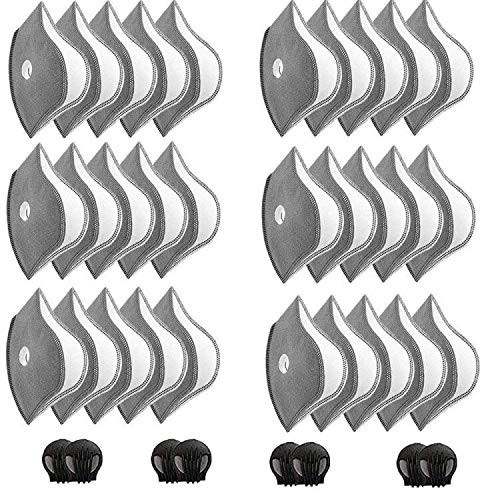 30 Pcs Activated Carbon Face Filters for Cycling Masks – Anti-Dust with 8 Valves