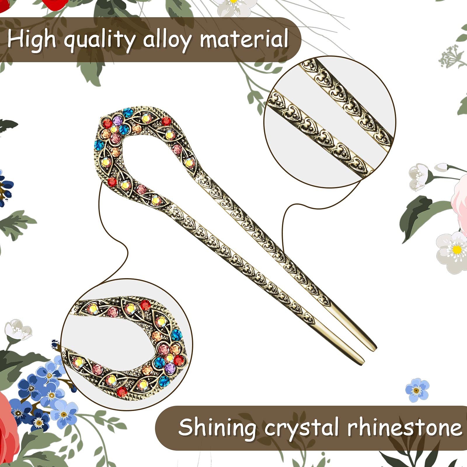 5 Pcs Vintage Hair Fork French Hair Pin for Buns Metal Chignon Pin Chopsticks…
