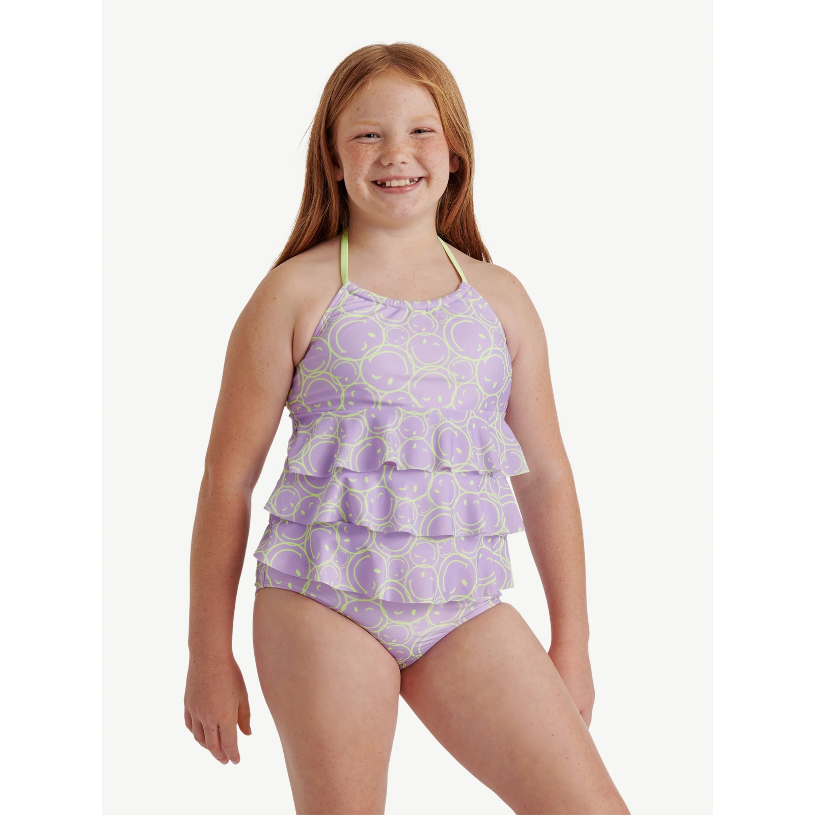 Justice Girls 2 piece Emoji Ruffle Halter Tankini Swimsuit Many size New