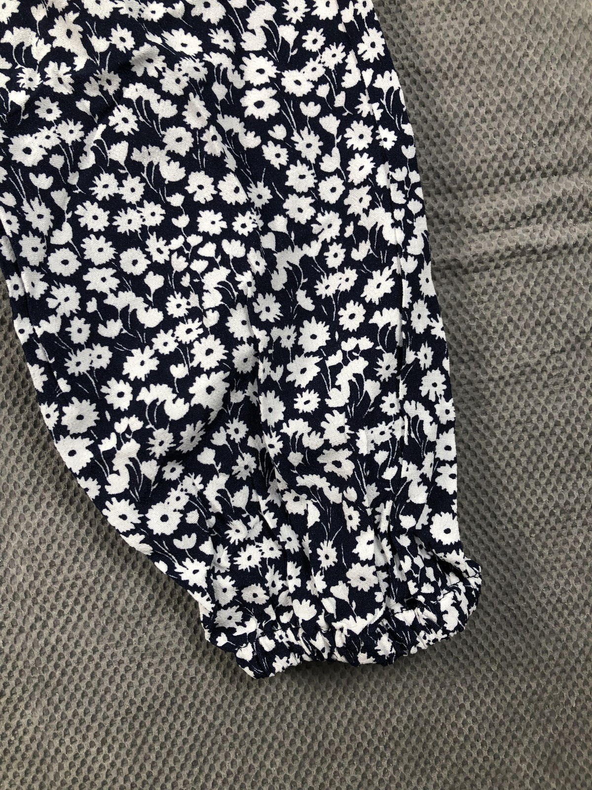 Boden Blouse Womens 10 Blue Square Neck Long Puff Sleeve Floral Cropped NWT