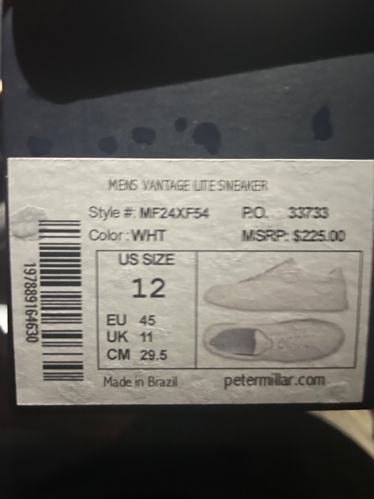 BRAND NEW Peter Millar Casual Leather Sneakers – Men’s Size 9.5 – White