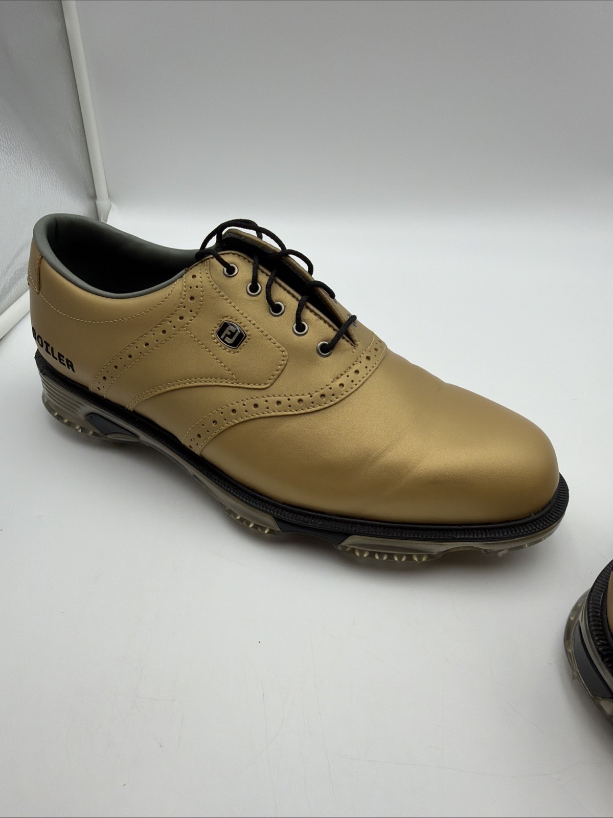 Foot-Joy DryJoys Mens Gold Purdue Shoes, Soft Spikes, Size 12
