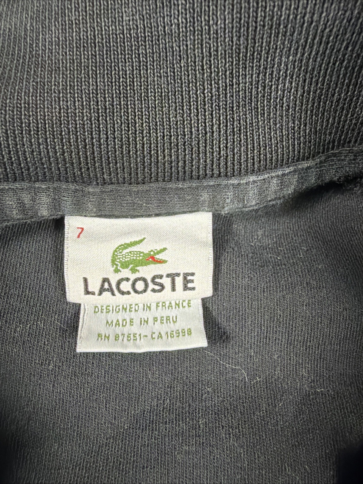 Lacoste Men’s Black 1/4 Zip Pullover Sweatshirt Embroidered Croc Logo Size 7 XL