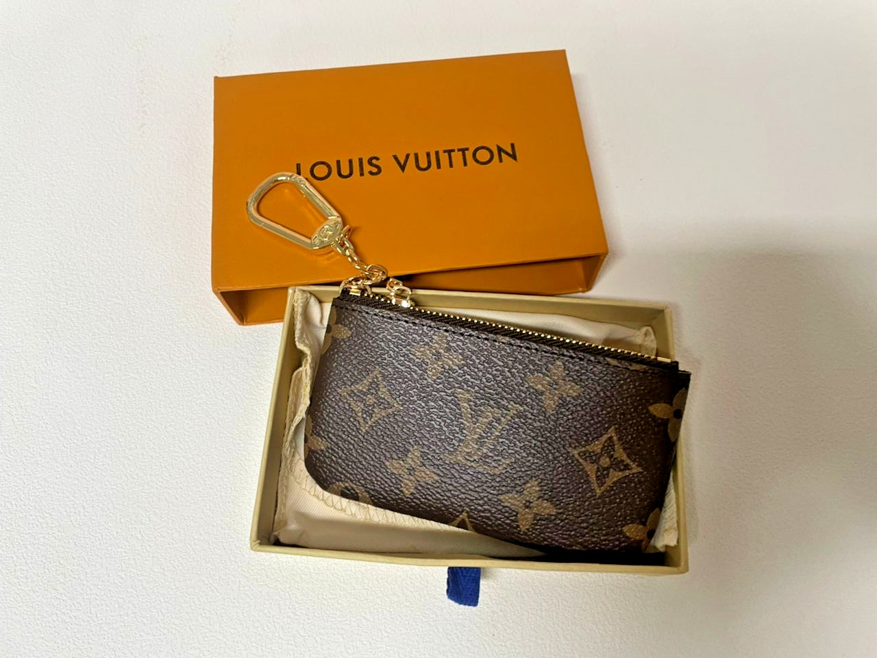 Authentic Louis Vuitton Monogram Key Pouch Pochette Cles Coin Purse
