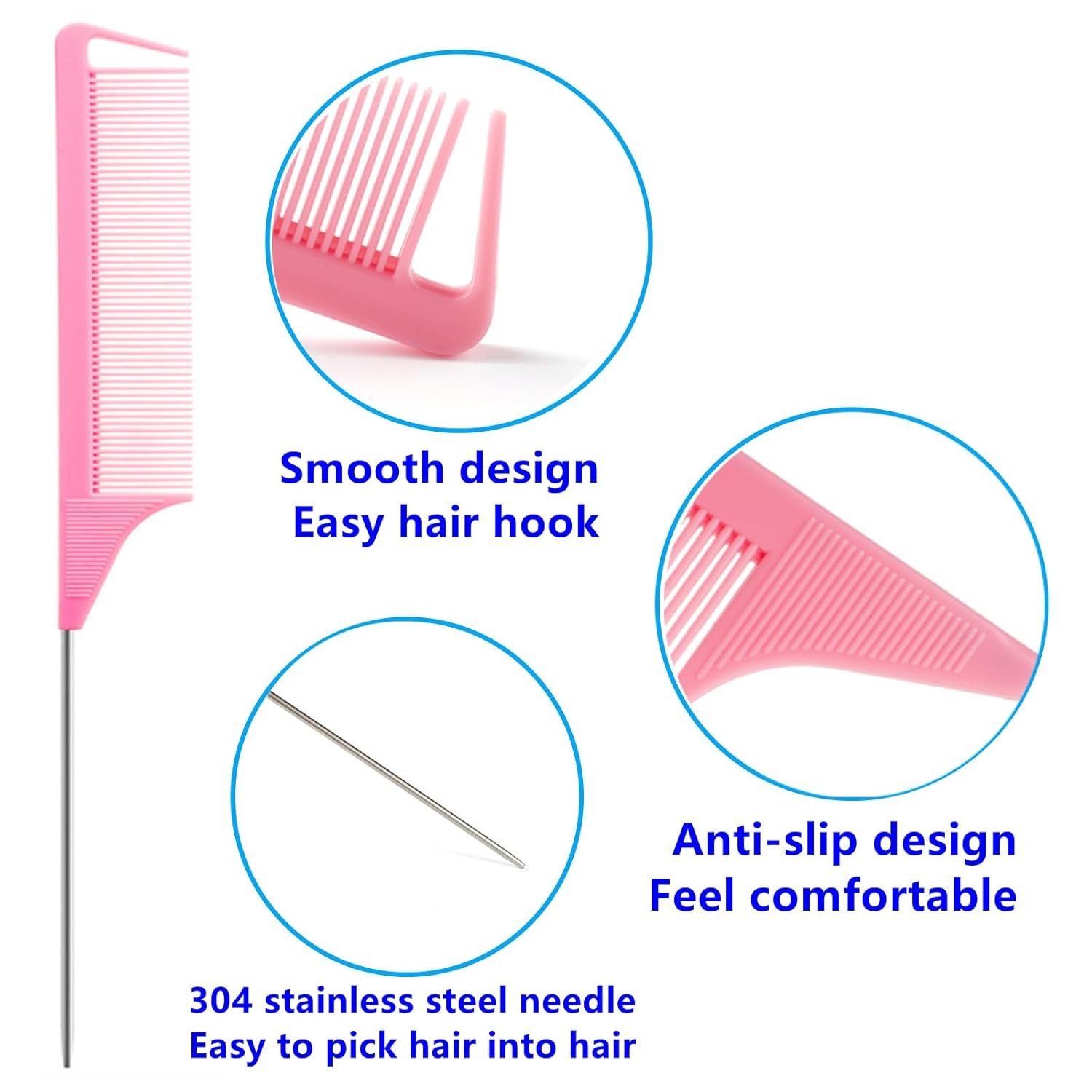 9pcs Topsy Hair Tail Tool and rat tail comb set,6pcs French Braiding Tool ring,3