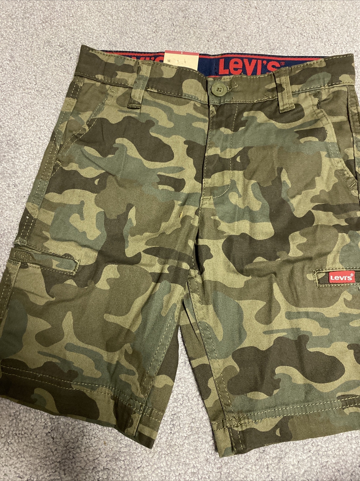 Levi’s Boy’s Youth Adjustable Waist Cargo Short – Green Camouflage – Size 12