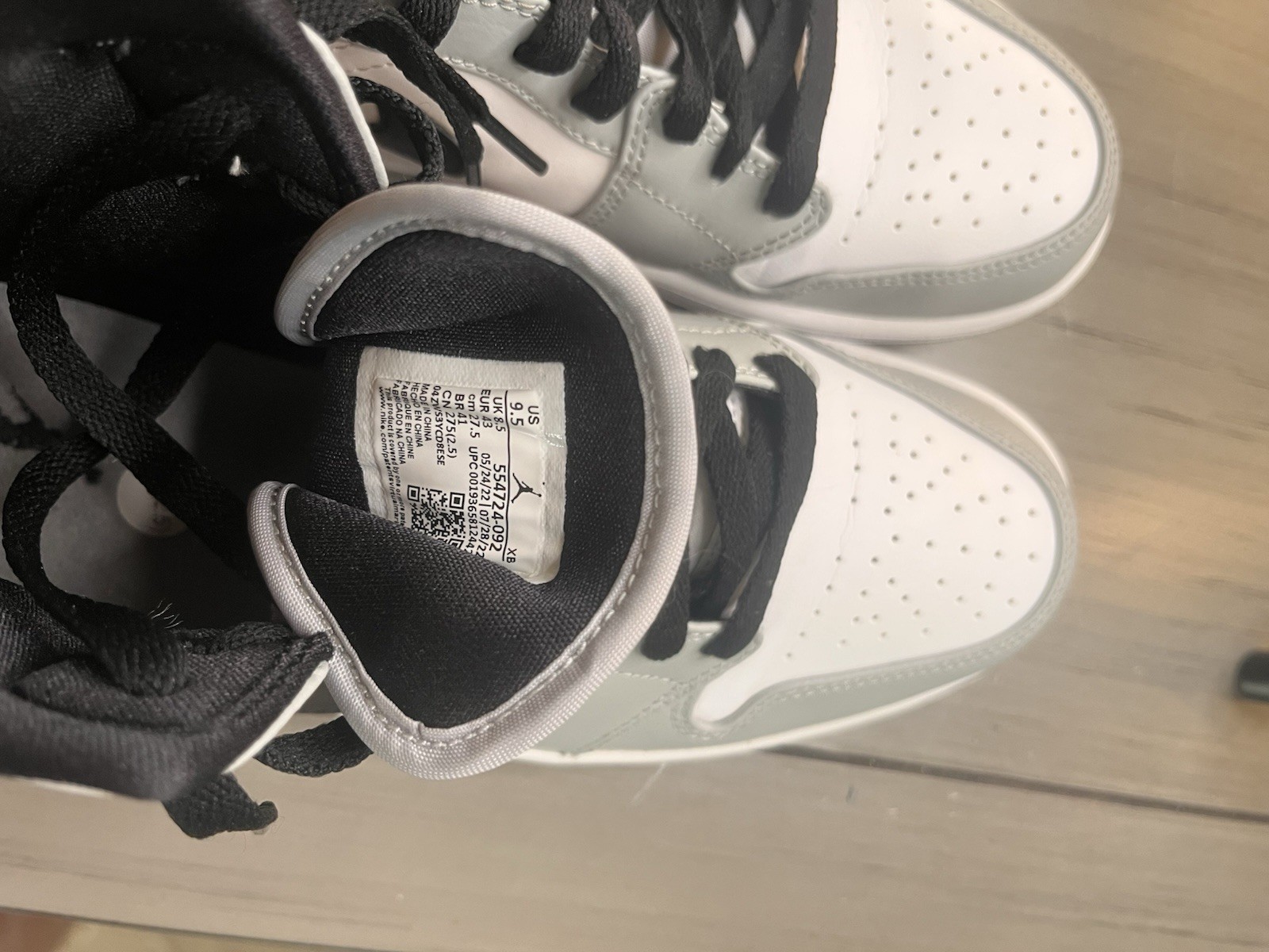 Jordan Air Jordan 1 Mid Top “Smoke Grey” Light Smoke Grey/Black-White Size 9.5