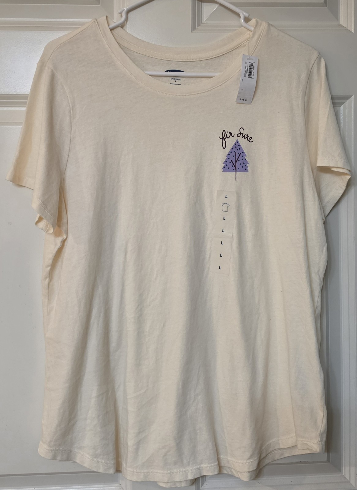 Old Navy Everywhere Fir Sure Graphic T-Shirt Size Large Off White Short Sleeve