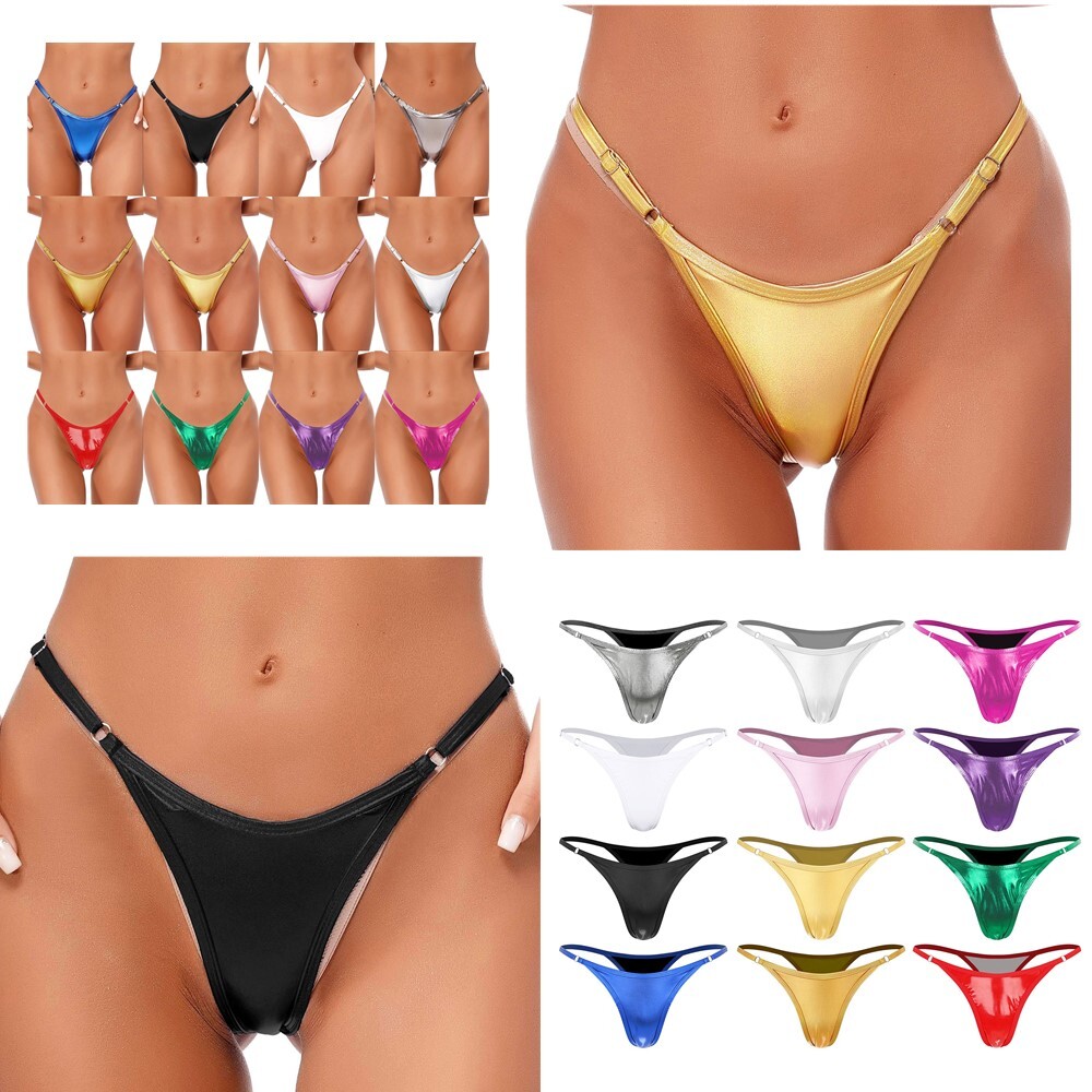Women Shiny G-String Thong Sexy Micro Panties Briefs T-Back Bikini Swimsuit