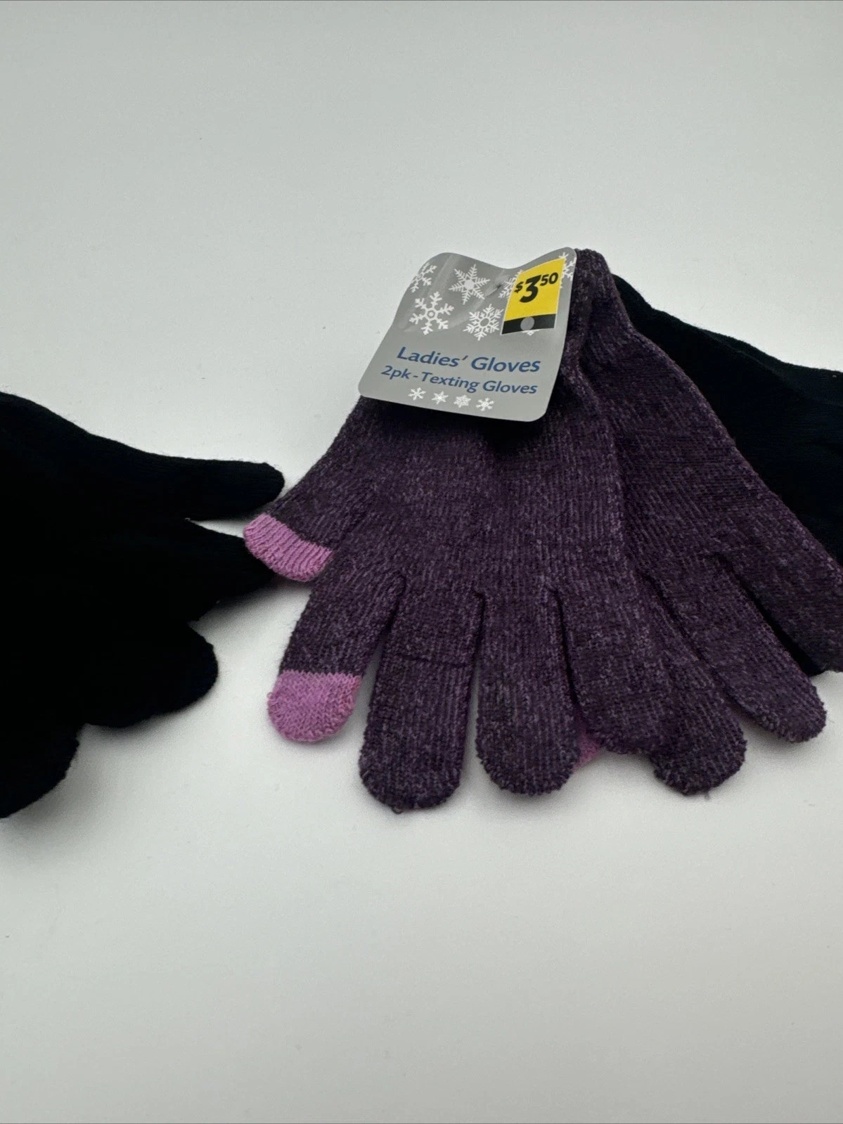 Ladies Pruple/Black Texting Gloves 4 Set