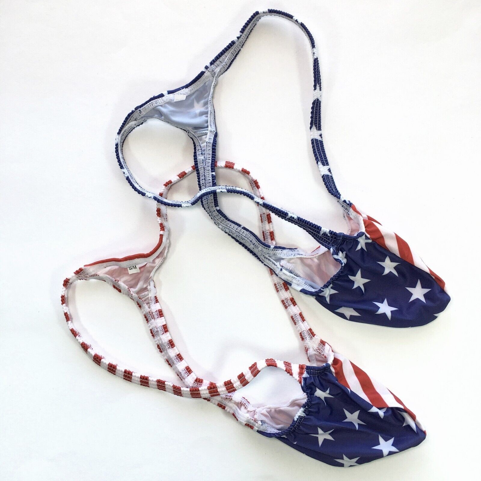 USA SELLER SEXY MENS K403B GRAPE SMUGGLERS MICRO (S/M 28-34) THONG-STARS/STRIPES