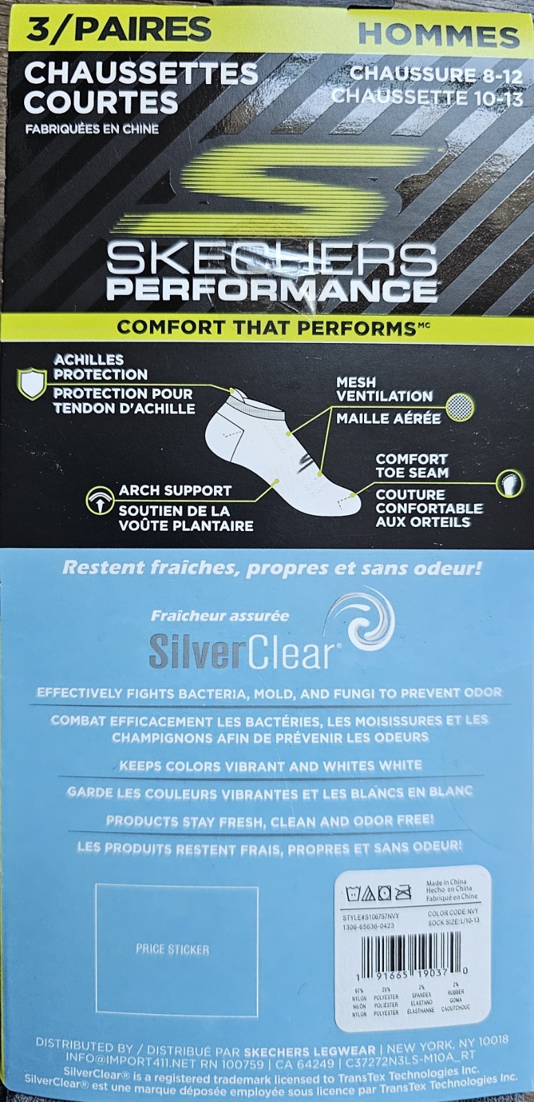 Skechers Performance Men’s 3 Pack Low Cut Socks.