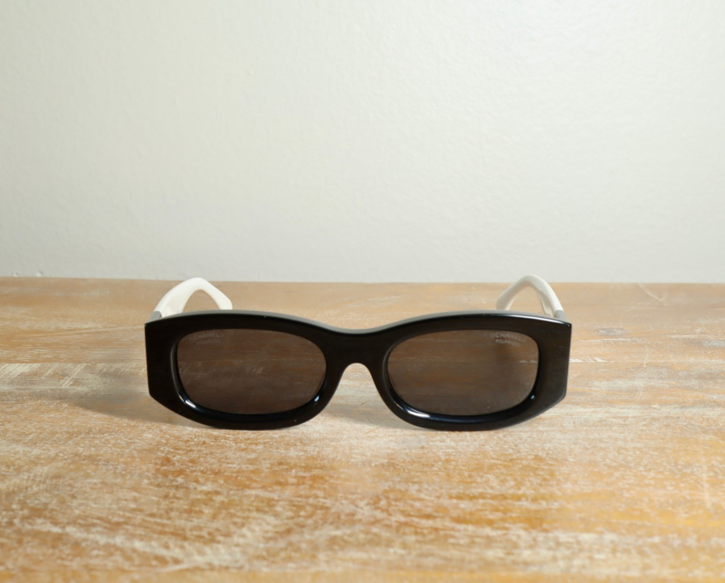 CHANEL CH5525 Rectangle Sunglasses Black White/Gray Polarized Lens for women