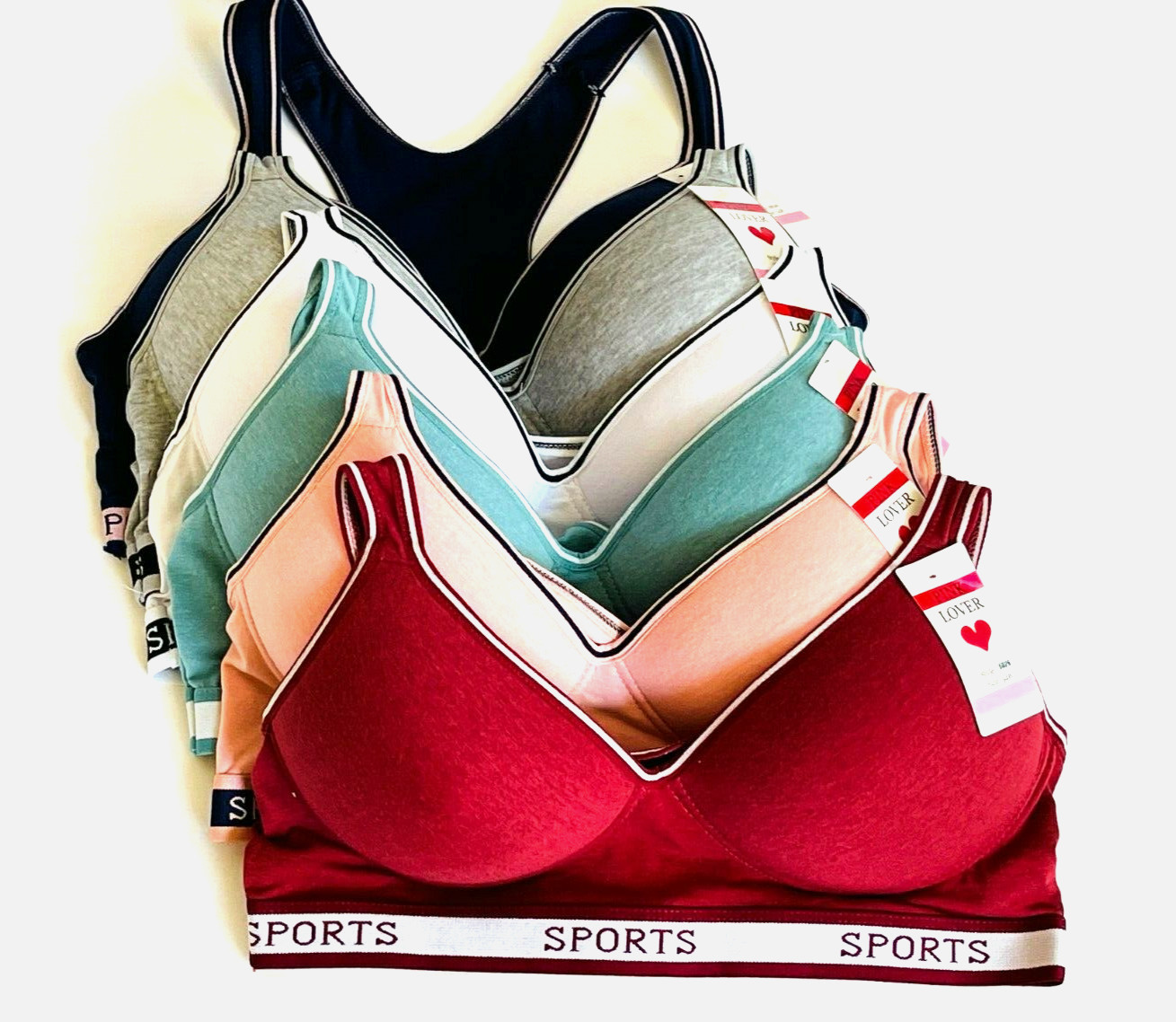 3/6 Pack Racerback Sports Bra Women’s High Impact Running Yoga Workout Bras 6826