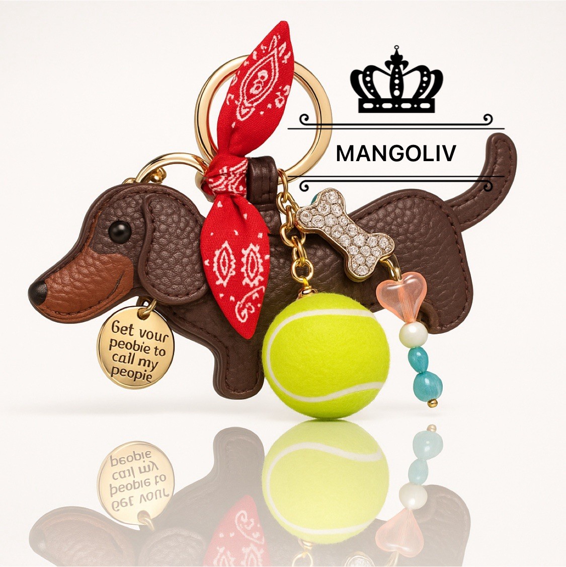 Piper K Dachshund (Wiener Dog) Leather Bag Charm / Key Chain Viral On TikTok NEW