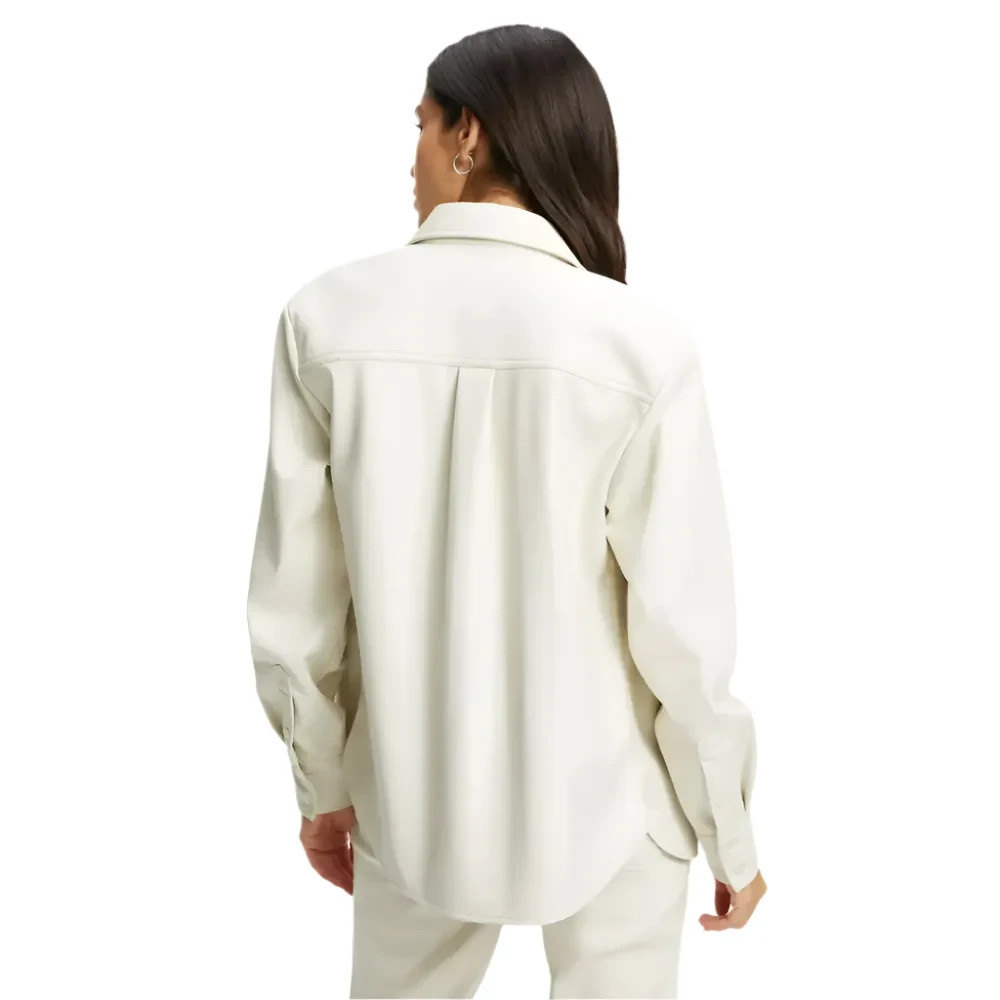 Women’s White Full Sleeve Genuine Leather Shirt