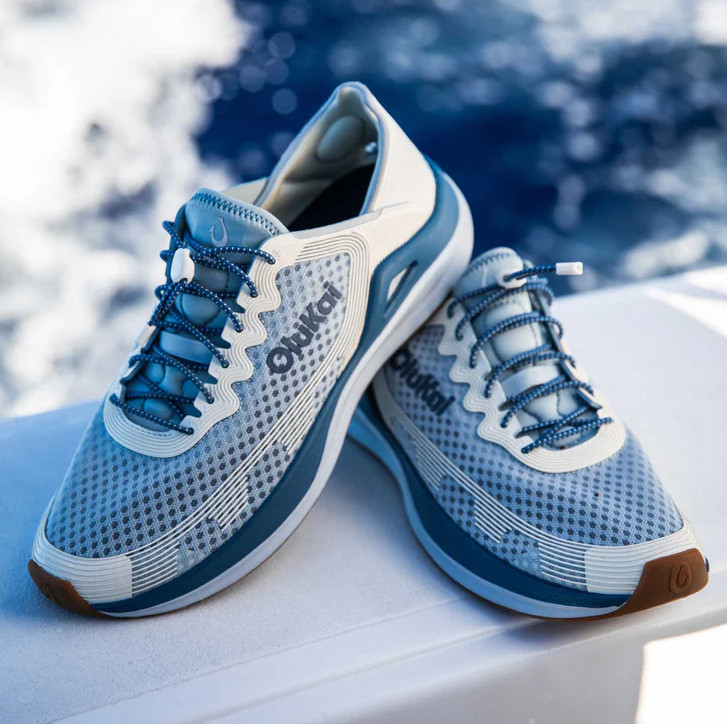 NEW SEAL OluKai Ahi Men’s Performance Marine Shoes Blue Pearl White Sand Fishing