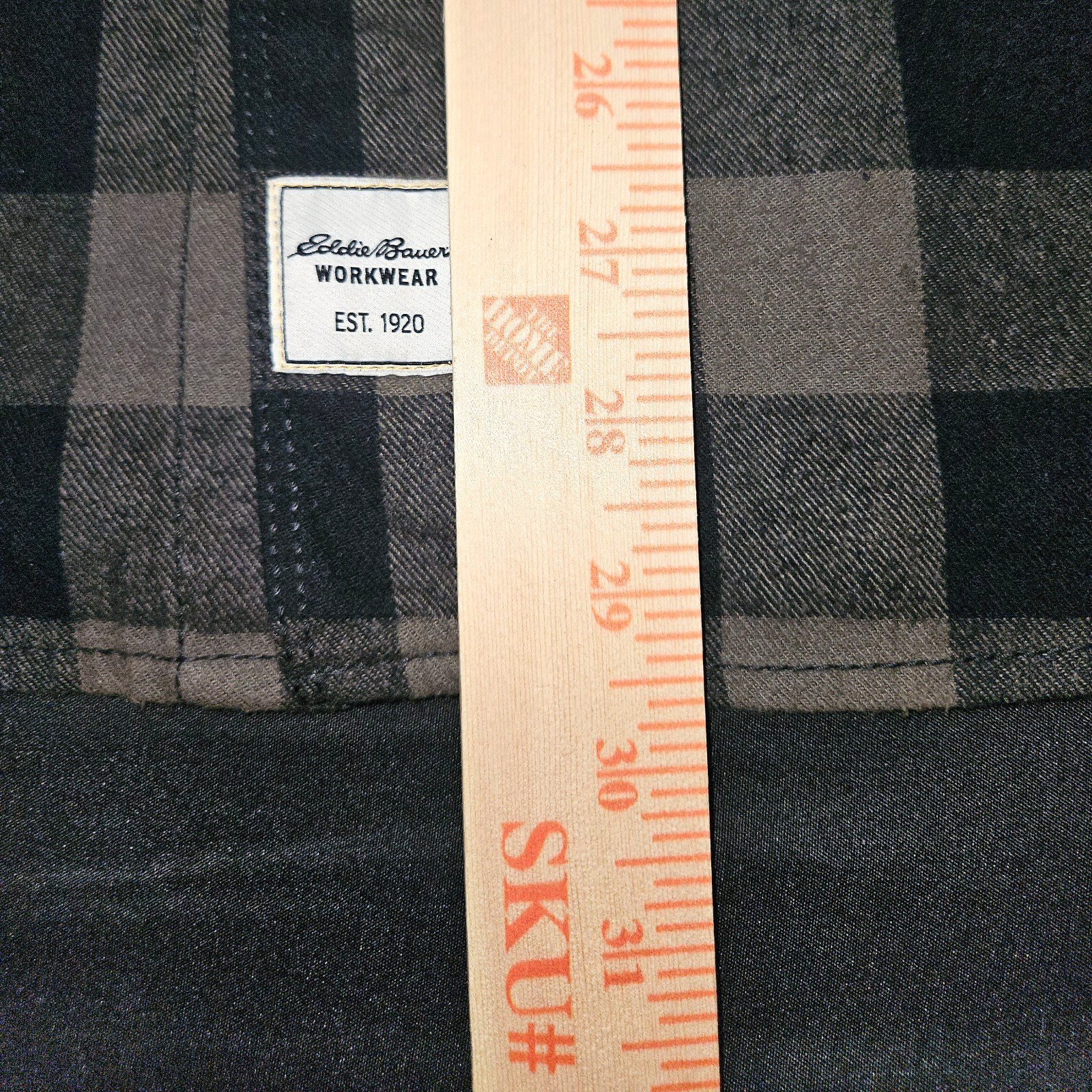 GENUINE EDDIE BAUER XL FLANNEL BROWN BLACK BUFFALO PLAID WORKWEAR FOREMAN FIT PO