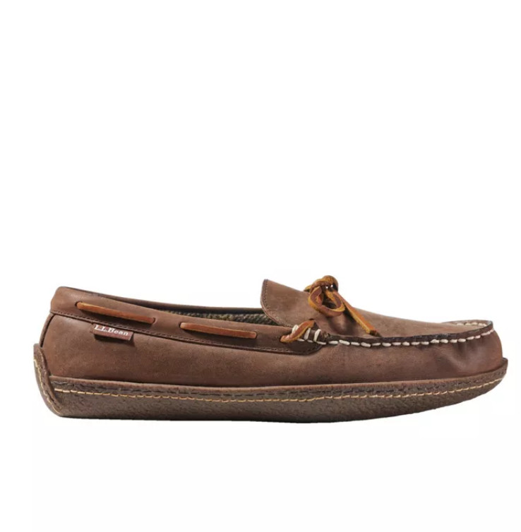L.L.Bean Men’s Handsewn Slippers, Flannel-Lined, Acorn, NEW