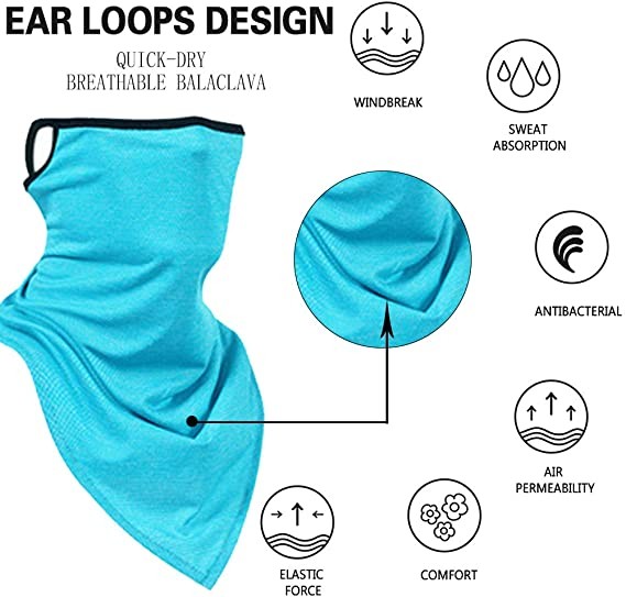 Neck Gaiter Triangle Face Mask with Loops Ear Bandana Cover Scarf for Men Women