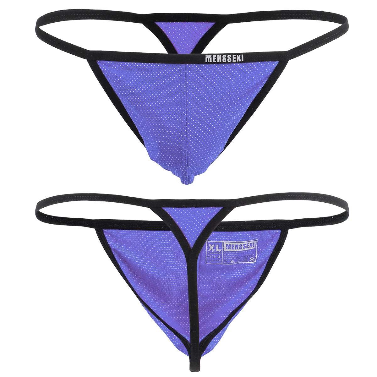 1-3PCS Mens Sexy T-Back G-string Thong Bikini Underwear Mesh Sheer Pouch Thongs