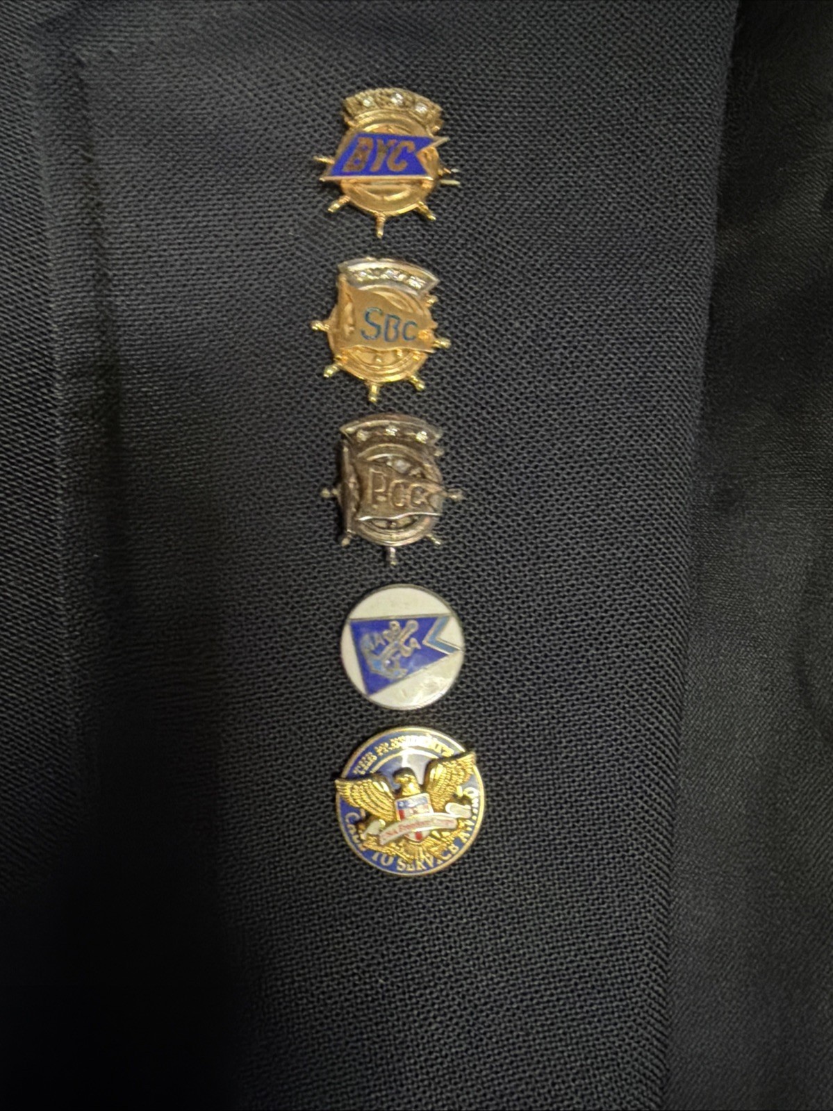 Mens Navy Blue Suit Coat Commodore Pins – Byc, Sbc, Yacht Clubs Biscayne Bt31