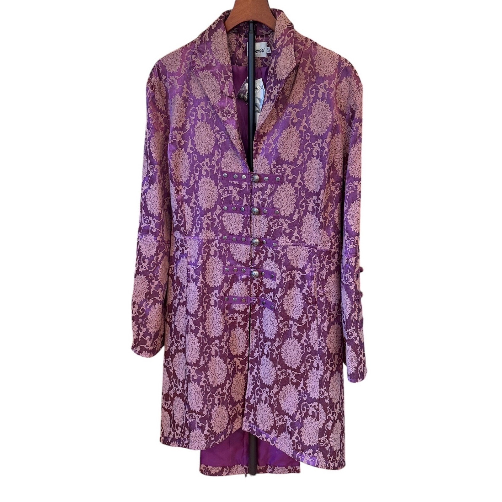 NWT Victorian Steam Purple Floral Brocade Corset Back Steampunk Gothic Coat 14