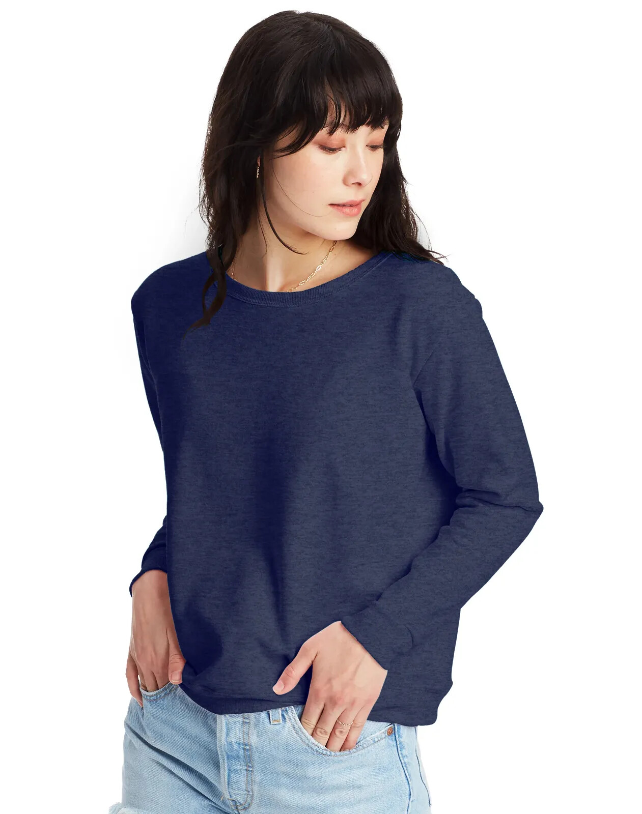 Hanes Women’s Sweatshirt Crew Neck EcoSmart Recycled Cotton-Blend Fleece S-2XL
